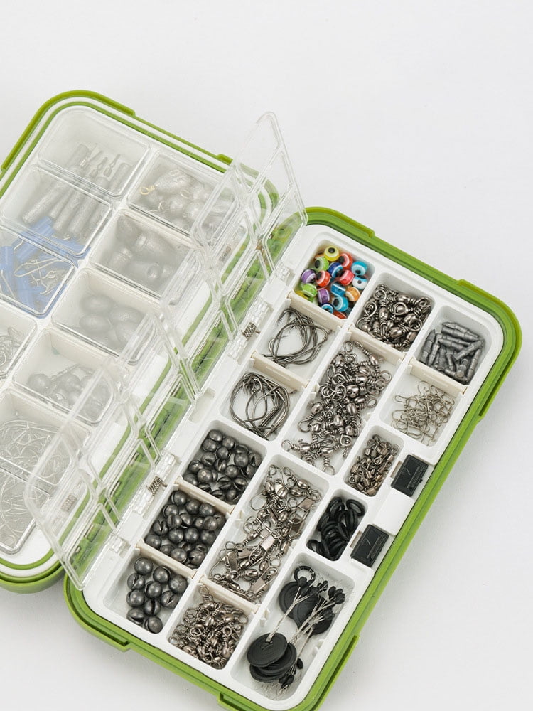 MRSXXNTY 397pcs Fishing Accessories Kit, Organized Fishing Tackle Box with Tackle Included, Fishing Hooks, Fishing Weights Sinkers, Swivels, Beads, Fishing Gear Set Equipment for Bass Trout