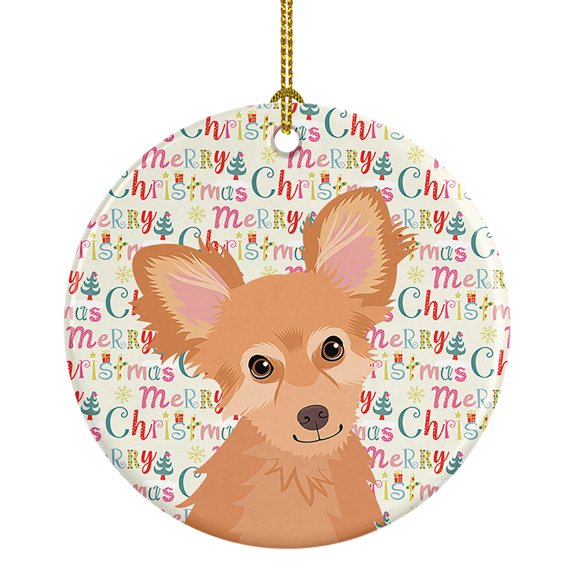 Chihuahua Fawn Christmas Ceramic Ornament 2.8 in x 2.8 in