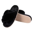 thumbnail image 6 of Litfun Women's Fuzzy Slippers Plush Cross Band Open Toe House Thick Sole Slippers, Black, Size 8.5-9.5, 6 of 7