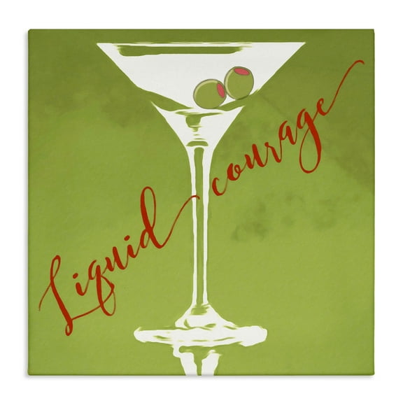 Stupell Industries Liquid Courage Sassy Martini Food & Beverage Painting Wrapped Canvas Art Print Wall Art, 17 x 17