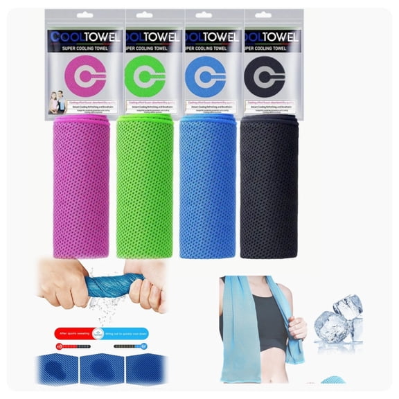 Dakings 4 Packs Cooling Towels for Neck and Face(40"x 12"), Cool Sweat Towels for Hot Weather, Lightweight Soft Breathable Towels for Yoga, Towels Sports, Workout, Running, Gym, Camping, Fitness