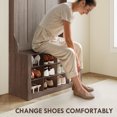 thumbnail image 4 of CoSoTower 4-In-1 Hall Tree with Bench and Shoe Storage, Farmhouse Coat Rack Shoe Bench with 12 Shoe Cubbies, 6 Hooks, Dark Brown, 4 of 7