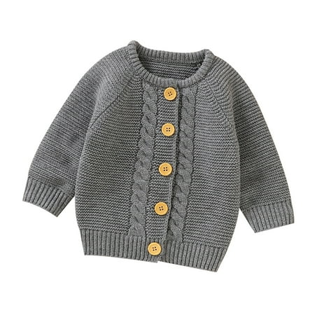 

LBECLEY Coat for Baby Girl 18 Months Baby Girl Boy Knit Cardigan Sweater Warm Pullover Tops Toddler Outerwear Jacket Coat Outfit Clothes Fair Isle Girls Sweater Grey 74