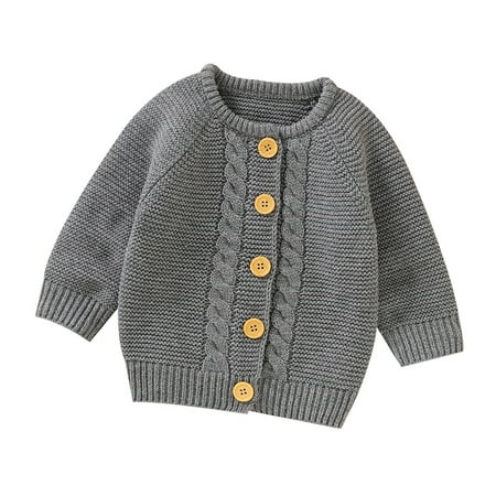 

LBECLEY Coat for Baby Girl 18 Months Baby Girl Boy Knit Cardigan Sweater Warm Pullover Tops Toddler Outerwear Jacket Coat Outfit Clothes Fair Isle Girls Sweater Grey 74