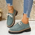 thumbnail image 2 of Lace Up Platform Loafers for Women Thick Sole Wide Width Fashion Suede Low Top Business Walking Shoes Green Size 9.5, 2 of 6