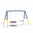 thumbnail image 5 of Leumius Swing Set for Backyard, 440lbs Swing Set with Heavy-Duty A-Frame Metal Outdoor Swing Stand,1 Saucer Swing Seat & 1 Belt Swings Seat,Blue, 5 of 6