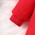 thumbnail image 3 of Christmas Outfits for Baby Girl Newborn Reindeer Long Sleeve Crewneck Fuzzy Fleece Romper Winter Infant Clothes, Red, 3 Months, 3 of 7