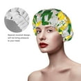 thumbnail image 4 of Kll Lemon1 Pattern Shower Cap & Bath Cap For Women,Reversible Oversized Waterproof Shower Caps For All Hair Lengths,Elastic Reusable Bathing Hair Cap, 4 of 9