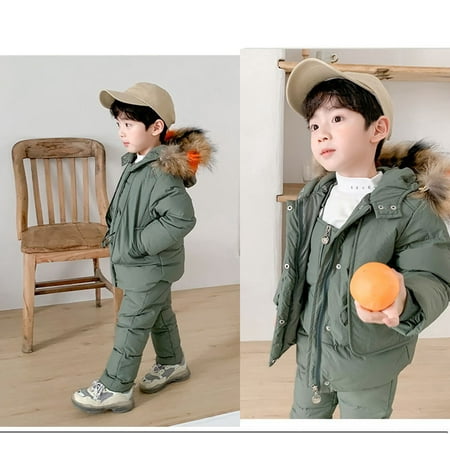 

dmqupv Toddler Kids Baby Boys Girls Snowsuit Winter Clothes Jumpsuit Warm- Hooded Jacket Coat Boys Suits & Sport Coats Coat Green 2-3 Years