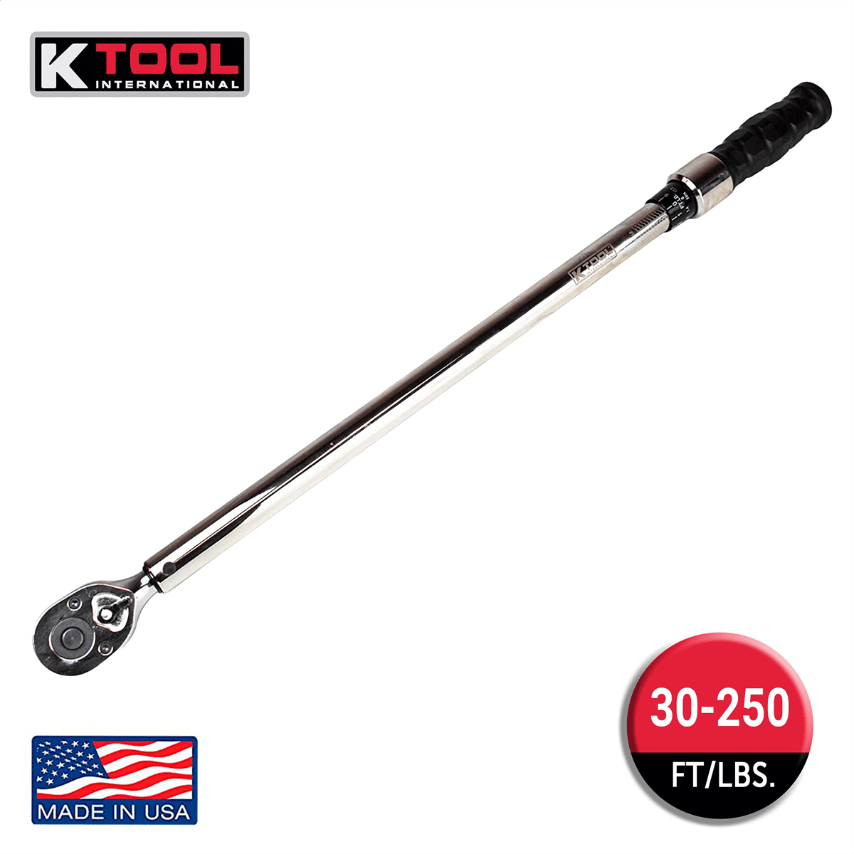 K-Tool 72126A 1/2" Drive 24.5" Long Adj Torque Wrench 30-250 ft/lb Capacity
