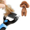 thumbnail image 3 of Cepillo de aseo para mascotas Peine de rastrillo de capa inferior para desprendimiento y eliminación de doble cara (color: Azul ), 3 of 4