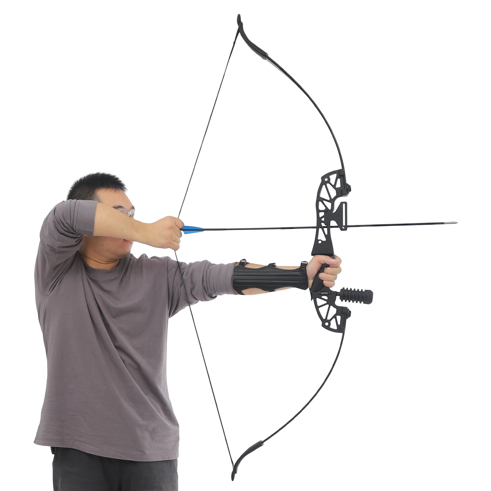 Archery Compound Bow Kit, 40lbs Right-Handed Recurve Bow, Full Set with Arrows, Arm Guards, and Rubber Grip for Outdoor Sports