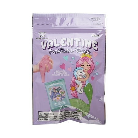 Way To Celebrate Valentine's Day Mermaid Pearlized Slime Party Favors, 8 Count