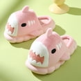 thumbnail image 3 of Pantuflas de algodón de tiburón de suela gruesa de invierno para mujer, pantuflas de algodón para padres e hijos, pantuflas de algodón cálidas de felpa antideslizantes para interiores para el hogar, 3 of 5