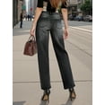 thumbnail image 4 of PAOLA RIBONI Womens Mid Waisted Rhinestone Jeans Straight Wide Leg Vintage Wash Sparkling Bling Denim Pants Shiny Sequin Trouser, 4 of 15