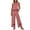 Pink, variant on Women's Summer 2 PC Outfit Set Crewneck Tank Top with Lace Trim Lightweight Palazzo Beach Vacation Outfit Sets Pink S