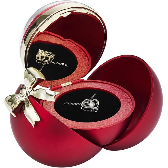 ASKITO Bow Jewelry Box, Rose Ring Box, Red Ring Case Necklace Earring Box, for Mom Grandma Wife Girlfriend on Mothers Day Birthday Valentines Christmas Anniversary Romantic Gifts