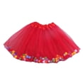 thumbnail image 3 of Quotay Jupes pour Filles Performance Danse Scène Récital Tutu avec Ceinture pour Fête Jupe en Maille Rouge, Taille Unique, 3 of 4