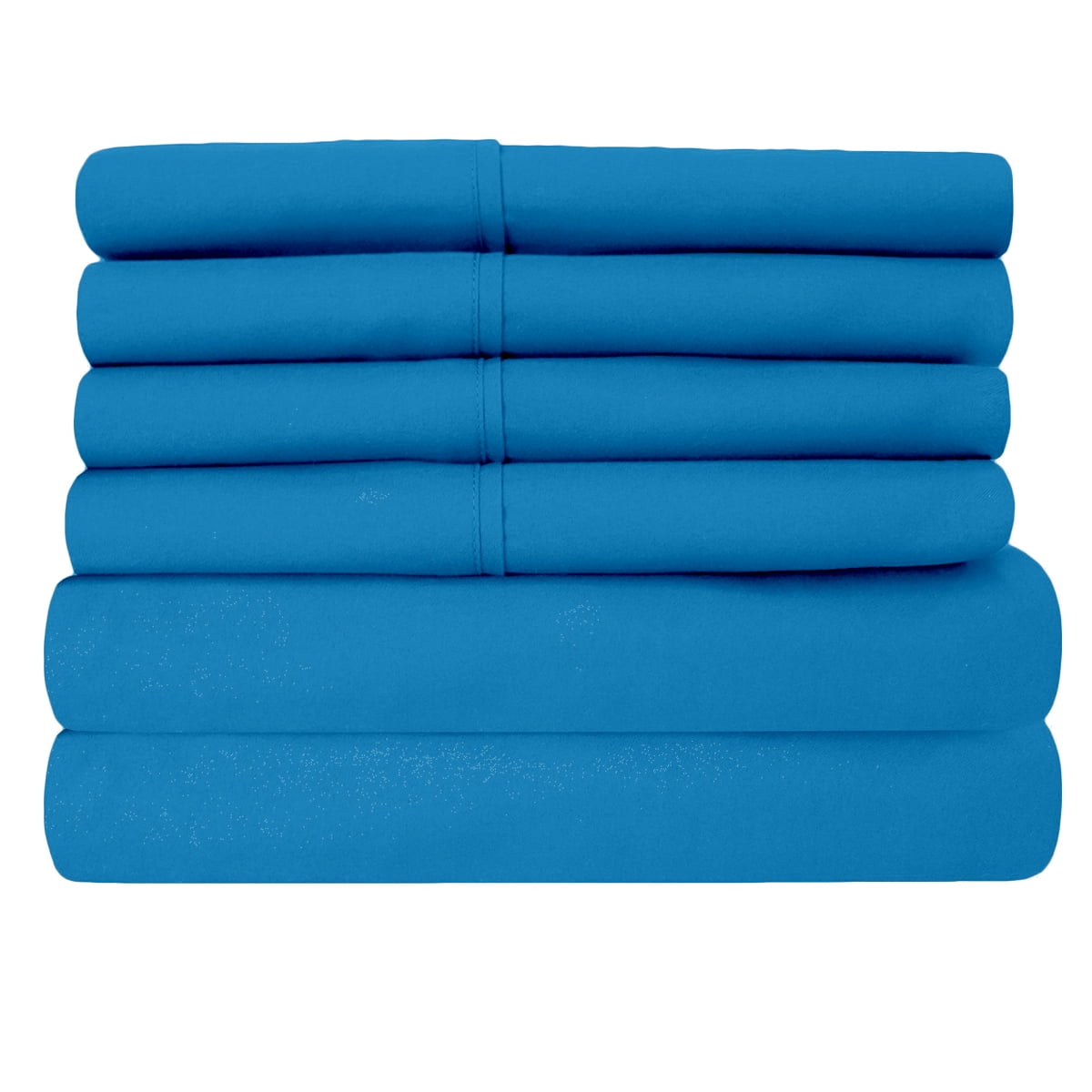 Luxury Home Super-Soft 1600 Series Double-Brushed 6 Pcs Bed Sheets Set (Full, Dusty Blue)