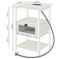 thumbnail image 2 of 23in H Stylish Side Table Accent Table Side Table with Built-In Charging Station, 2 of 5