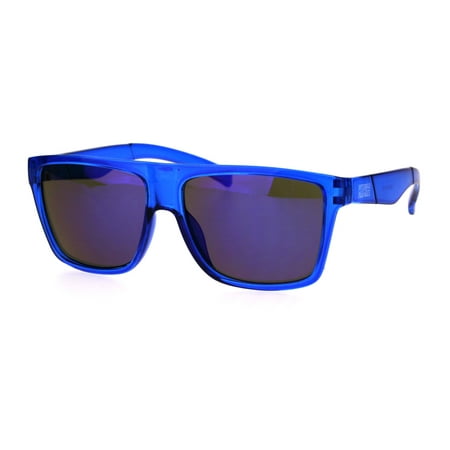Kush Translucent Color Frame Mens Horn Rim Hipster Plastic Sunglasses Blue