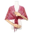 thumbnail image 3 of CHAL DE LENTEJUELAS INSPIRADORAS para Mujeres y Envolturas para Vestidos de Noche, Bufanda Brillante con Flecos para Fiestas de Boda Rosa Caliente 66.9"x19.7", 3 of 6