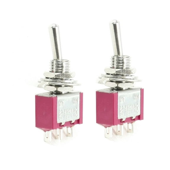 Unique Bargains 2 Pcs ON/ON DPDT 3-Terminals MTS-102 Type Toggle Switch 5A/125VAC 2A/250VAC
