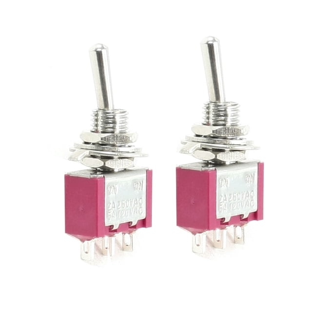 2 Pcs Interruptor de palanca tipo MTS-102 DPDT de 3 terminales 5A/120VAC 2A/250VAC
