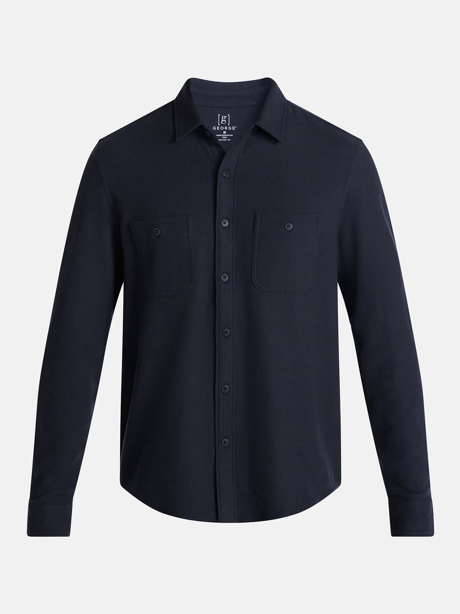 George Men's Waffle Knit Shirt with Long Sleeves, Sizes S-5XB