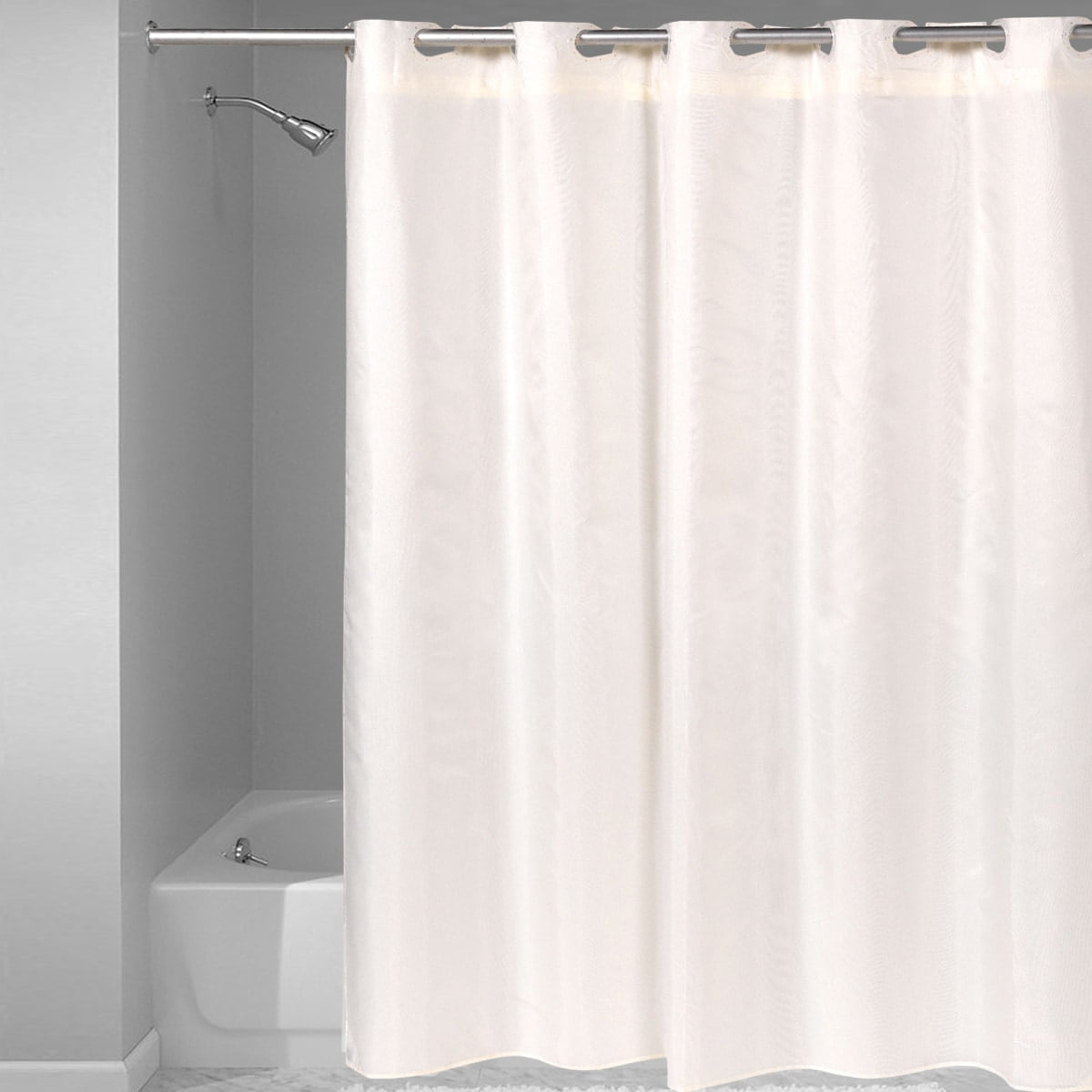 bed bath n more Hookless Fabric Solid Color Shower Curtain with Snap