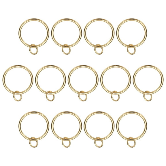 Uxcell 14 Pcs Curtain Rings with Eyelets, 1.5"ID Glide Smoothly Metal Drapery Ring Fit Up to 1 1/4" Curtain Rod, Light Gold