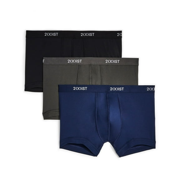 2(X)IST Men's Micro Speed Dri No Show Trunk 3-Pack, Black/Charcoal/Varsity Navy, Medium