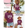 thumbnail image 6 of XCHQRTI USA Flag Shirt Women 4th of July Tee Graphic Short Sleeve Casual Memorial Day T-Shirts, 6 of 7