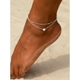 thumbnail image 2 of Sterling Silver Anklets for Women 925 Ankle Bracelets for Women Layered Heart Anklet with Beaded Anklets, 2 of 7