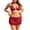 Red, variant on Lace Bikini with Mini Skirt, Halter Triangle Backless for Tan Through, 3 Piece Swimsuits for Women Red L
