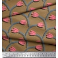 thumbnail image 2 of Soimoi Poly Georgette Fabric Leaves & Tulip Floral Printed Fabric 1 Yard 52 Inch Wide, 2 of 3