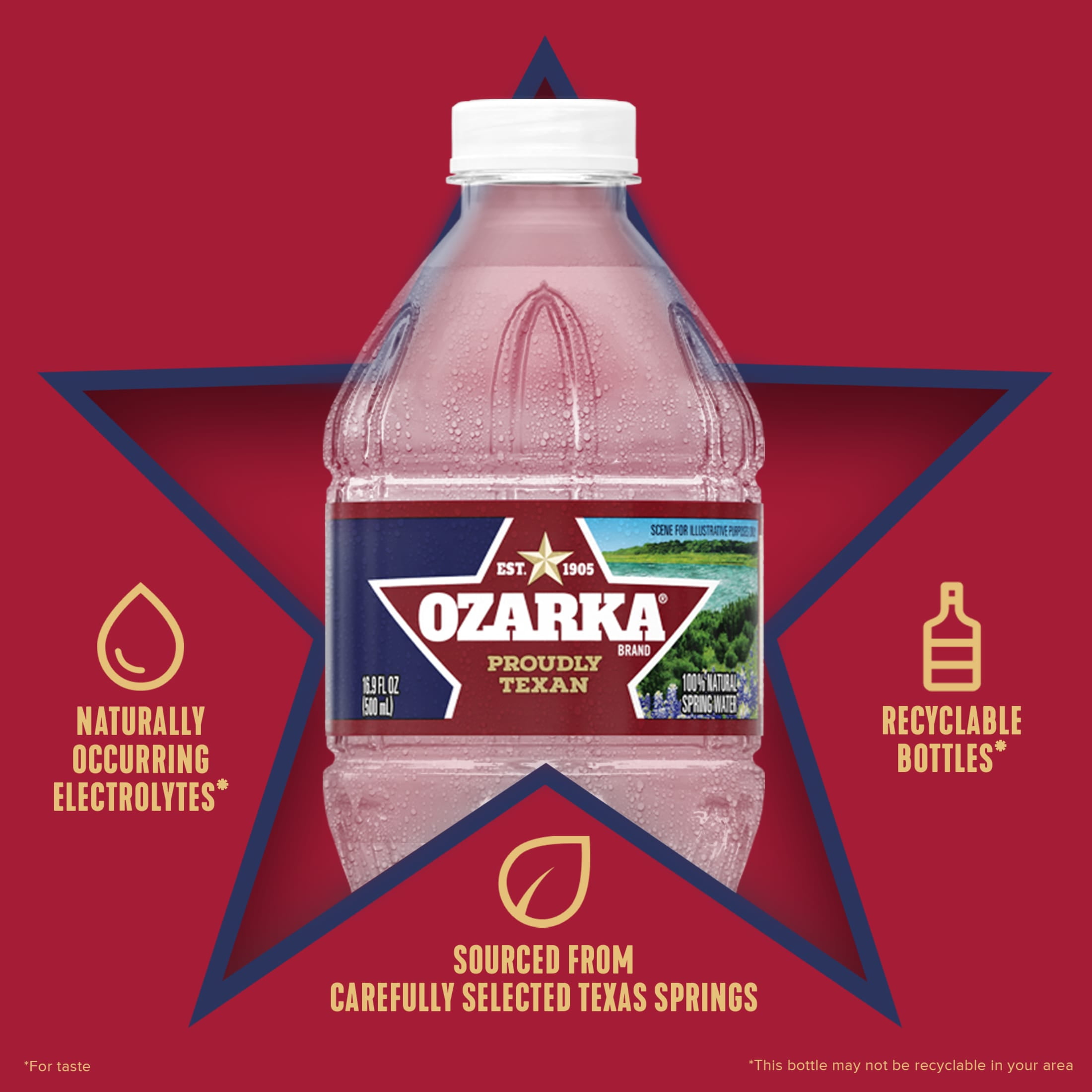 Ozarka Texas Spring Water, 16.9 Fl Oz, 35-Pack Plastic Bottles