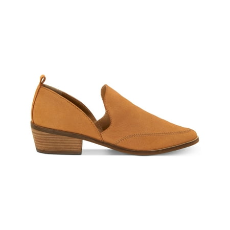 

LUCKY BRAND Womens Brown Side Cutouts Padded Lug Sole Mahzan Almond Toe Block Heel Slip On Leather Flats 8.5 M