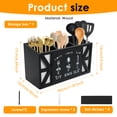 thumbnail image 2 of Tzdxfgl Wood Kitchen Utensil Holder, Silverware Organizer with 3 Compartments for Countertop, Black Wood Utensil Caddy for Farmhouse Kitchen Decor, 2 of 11