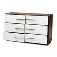 thumbnail image 3 of Baxton Studio Mette Mid-Century Modern White and Walnut Finished 6-Drawer Wood Dresser, 3 of 8