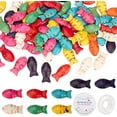 thumbnail image 1 of 1 caja con 70 cuentas de turquesa con forma de pez, espaciadoras y 10 metros de hilo elástico para hacer bisutería (collares, pulseras y pendientes). Color aleatorio., 1 of 7