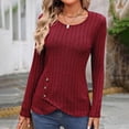 thumbnail image 4 of Womens Fall Sweaters 2026 Casual Loose Crewneck Ribbed Top Long Sleeve Knit Pullover Sweater Dressy Button Tee Going Out Top Ladies, 4 of 6