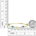 thumbnail image 2 of Gem Stone King 18K Yellow Gold Plated Silver Swiss Blue Topaz and White Topaz Tennis Bracelet for Women | 4.32 Cttw | Gemstone November Birthstone | Oval 7X5MM | 6 inch + 1 inch Extender, 2 of 3