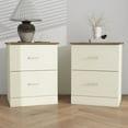 thumbnail image 3 of STYLIVIA 2-Drawer Nightstand Modern Ivory, Knotty Oak 18.7" W x 15.7" D x 23.7" H, 3 of 9