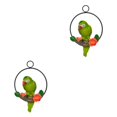 thumbnail image 1 of Guardoinrt Vibrant Resin Artificial Parrot Statue Perch Hanging on Metal Ring Garden Decor Type C 2Set, 1 of 6