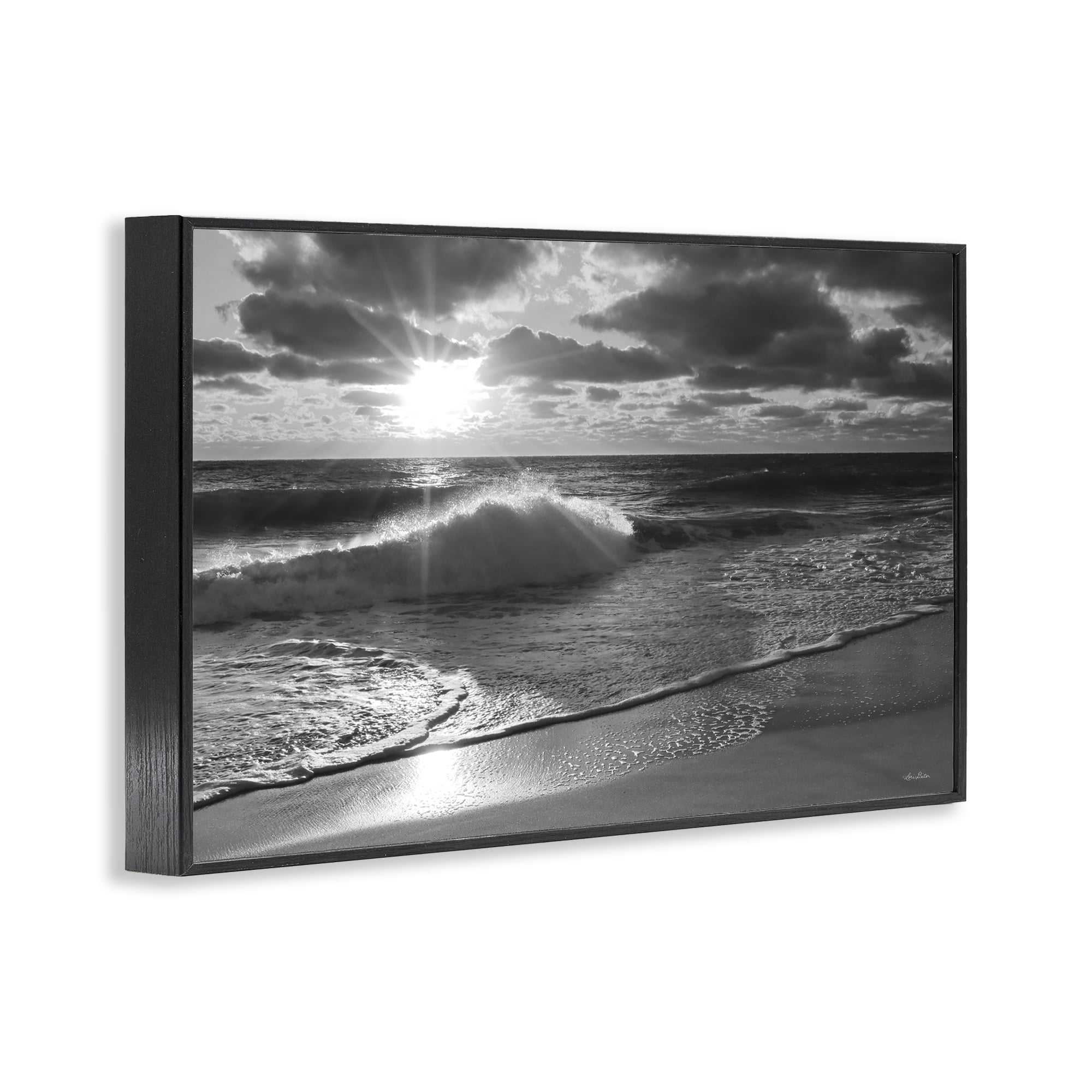 Stupell Industries Sunset Crashing Wave Landscape Photography Black Framed Art Print Wall Art, 18 x 12