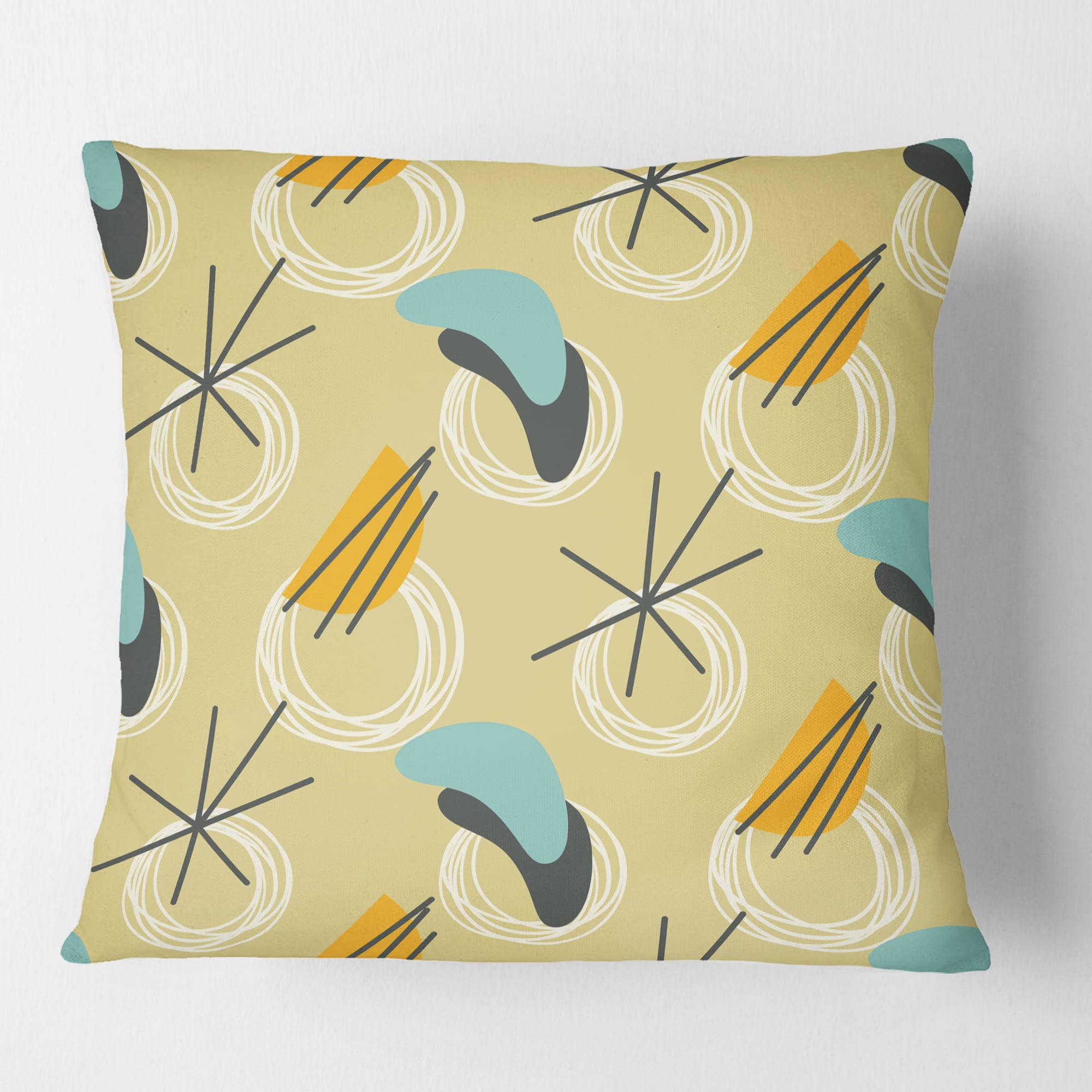 Designart Retro Abstract Design II' Mid-Century Modern Throw Pillow - 16x16