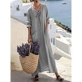 thumbnail image 2 of Mgmyaa Women's Casual V-Neck Long Sleeve Solid Loose Tent Long Dress, 2 of 8