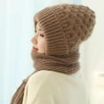 thumbnail image 7 of Friendlyk Winter Versatile Knitted Hooded Scarf 2 in 1 Stretchy Soft Thick Knitted Winter Hat Windproof Warm Scarfs Cap for Cold Weather Use, 7 of 7