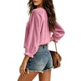 thumbnail image 5 of VBVC Women's Cotton Linen V Neck Blouse , Ladies' Boho Ruffle Long Sleeve Tunic Top , Casual Summer Vacation Shirts For Women, S-2XL, 5 of 6
